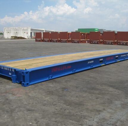 Vista superior del piso de un contenedor Flat Rack de 40 pies