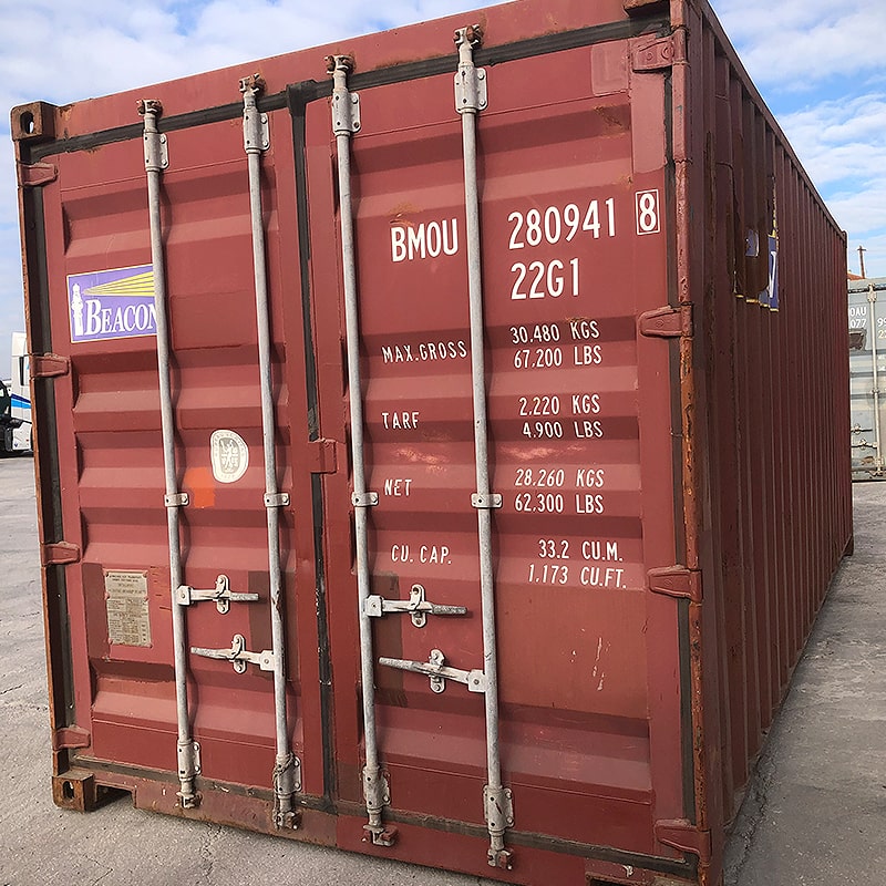 Puertas seguras de contenedor 20 pies usado rojo Beacon
