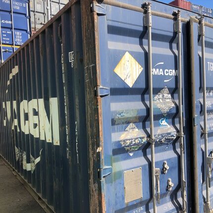 Contenedor marítimo 20 pies usado azul CMA CGM Clase A CW en España