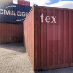 Interior de contenedor marítimo 20 pies rojo Textainer usado Clase A